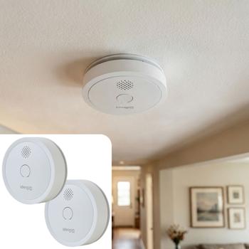 Set da 2 rilevatori di fumo WiFi con notifiche via app – rilevatore d’incendio smart conforme EN 14604 con allarme da 85 dB e batteria CR123A con durata 5 anni