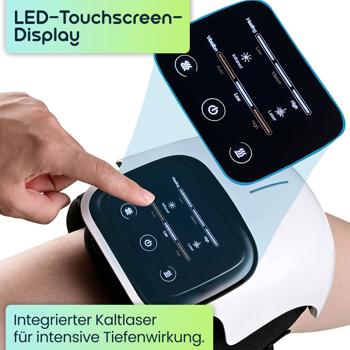 Preview: Wellness Akku-Knie-Massagegerät mit Infrarot-Wärme, Kaltlaser & Vibration – Entspannend, wohltuend & kabellos mit modernem LED-Touch-Display