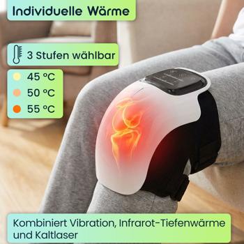 Preview: Wellness Akku-Knie-Massagegerät mit Infrarot-Wärme, Kaltlaser & Vibration – Entspannend, wohltuend & kabellos mit modernem LED-Touch-Display