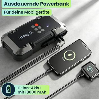 Preview: Leistungsstarke 2in1 Kfz-Starthilfe und Kompressor – Zuverlässige 18.000mAh Powerbank mit integrierter 150 PSI Luftpumpe, LCD Display