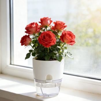 Preview: Lot de 6 pots de fleurs auto-arrosants 18,5 cm en plastique : bac à plante moderne avec système d’arrosage - réservoir d’eau et mèche pour plantes d’intérieur