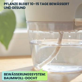 Preview: 6er-Set Blumentopf selbstbewässernd 18.5cm aus Kunststoff: modernes Pflanzgefäss mit Bewässerungssystem - Wasserspeicher & Docht für Zimmerpflanzen