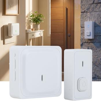 Campanello wireless con segnale LED e raggio d’azione 150 m – Suoneria senza fili con 58 toni, 4 livelli di volume e funzione silenziosa, ricezione eccellente