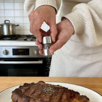 Preview: Mini salt and pepper mill set made of stainless steel with ceramic grinder - Spice mill for salt pepper herbs - Acrylic glass viewing window - Silver