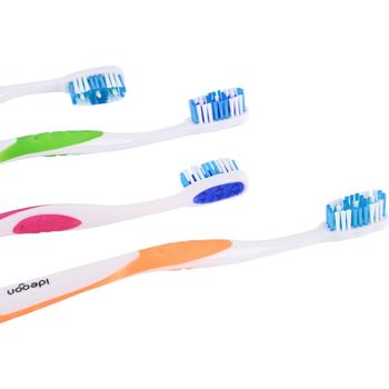 Preview: Spazzolini da denti confezione da 24 con pulisci-lingua – set di spazzolini manuali medium in 4 colori per la famiglia – impugnatura antiscivolo per un’igiene ottimale