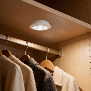 Preview: Lampes LED sous meuble set de 6 avec télécommande et touche – à piles, dimmables, blanc neutre – spots auto‑adhésifs avec minuterie Ø9x2cm 3W