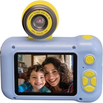 Preview: Fantastique appareil photo bleu pour enfants avec lentille rabattable pour des selfies parfaits : photos 40MP & vidéos 1080P – le cadeau parfait pour les enfants