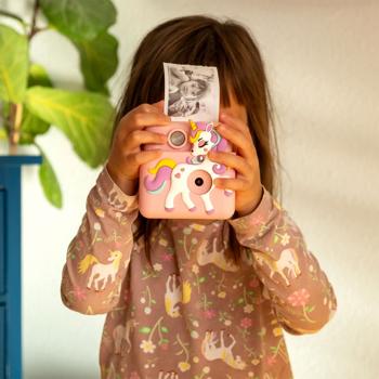 Preview: Super appareil photo instantané à impression 20MP pour enfants rose avec coque en silicone : vidéo 1080P & 4 jeux – le meilleur appareil photo numérique pour la créativité et l’apprentissage de la photo