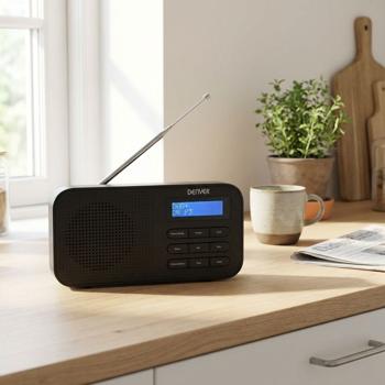 Radio numérique compacte DAB+/FM, noire : réveil, son cristallin, portable et compacte – parfaite pour la cuisine, le salon et la chambre