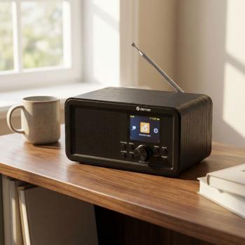 Compatta radio Internet: radio digitale DAB+, WiFi, Bluetooth 5.0, radio da cucina e sveglia – suono cristallino, 30.000 stazioni, USB-C