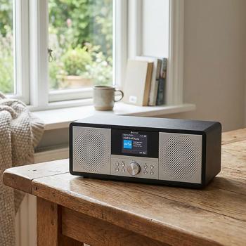 Système musical DAB+/FM avec radio internet, lecteur CD, Bluetooth, WiFi, 2x10W RMS : parfait pour le bureau, la chambre et le salon - design élégant, noir