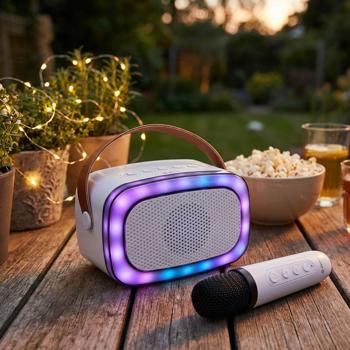Preview: Bluetooth Lautsprecher 100W Karaoke Box mit Mikrofon & LED Lichtshow: Tragbarer Partylautsprecher, Top Sound & Bass, AUX/USB/MicroSD - Ideal für Party