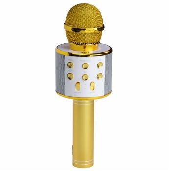 Kabelloses Karaoke-Mikrofon mit Lautsprecher Gold – Bluetooth 5.0 fürs Singen & Partyspass - Super Sound Qualität 3-4 Std. USB/AUX/MicroSD