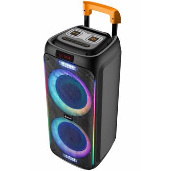 Preview: Enceinte de fête Bluetooth mobile 600W : enceinte trolley avec 6 effets lumineux LED, TWS, 2x8“ woofers & microphone – puissante boîte à musique sur batterie