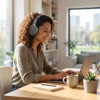 Preview: Bluetooth Over-Ear Kopfhörer Schwarz mit ANC - Active Noise Cancelling: Headset mit Mikrofon & AUX - Perfekt für Reise, Büro, Homeoffice 