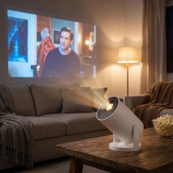 Preview: Kompakter Heimkino Beamer inkl. Fernbedienung: Projektor 120 Zoll HD, Bluetooth, HDMI, AUX & USB - Perfekt fürs Gaming, Filme & Präsentationen