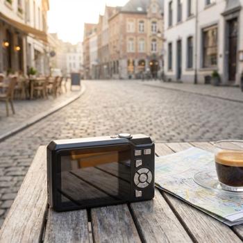 Preview: Digital camera 48MP Full HD 1080p video & 5 megapixel CMOS sensor, black; compact camera for travel & vlogging – razor-sharp photos & videos