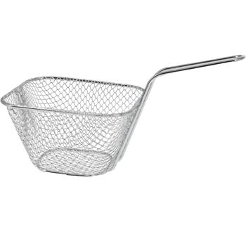 Preview: Set di 4 eleganti mini cestini da portata cromati – piccolo cestino per patatine, cestino in filo metallico per la presentazione di snack – robusto cestino a rete con manico