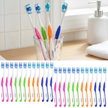 Spazzolini da denti confezione da 24 con pulisci-lingua – set di spazzolini manuali medium in 4 colori per la famiglia – impugnatura antiscivolo per un’igiene ottimale