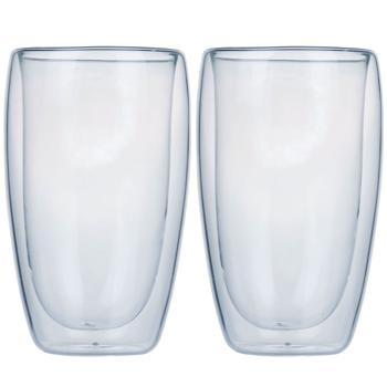 Preview: Set of 2 double-walled coffee glasses, 450 ml each, floating effect, heat-resistant barista glass, cappuccino, latte macchiato, tea