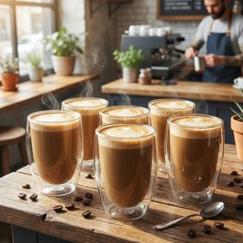 Set of 6 double-walled coffee glasses, 450 ml each, floating effect, heat-resistant barista glass, cappuccino, latte macchiato, tea