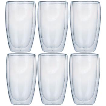 Preview: Set of 6 double-walled coffee glasses, 450 ml each, floating effect, heat-resistant barista glass, cappuccino, latte macchiato, tea