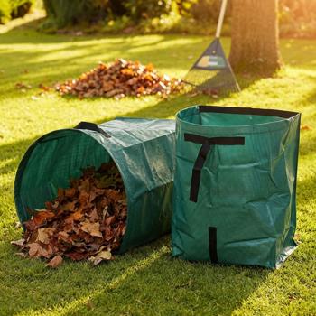 Set of 2 extra-sturdy garden waste bags 178 L – ideal for collecting cuttings, leaves and weeds – leaf collector with metal ring for good stability