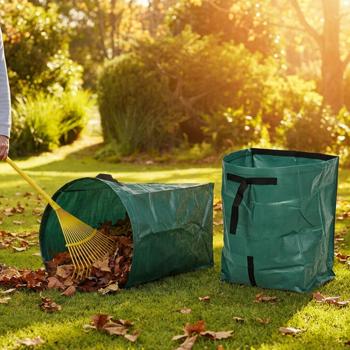 Preview: Set of 2 extra-sturdy garden waste bags 178 L – ideal for collecting cuttings, leaves and weeds – leaf collector with metal ring for good stability