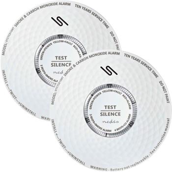 Preview: Set of 2 lifesavers with dual function: smoke and carbon monoxide detector (CO) with 85 dB alarm – white detector with 10-year battery life for optimum protection