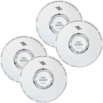Preview: Set of 4 life-savers with dual function: smoke and carbon monoxide (CO) detector with 85 dB alarm – white detector with 10-year battery life for optimal protection