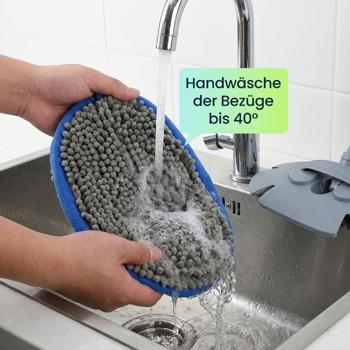 Preview: Multifunktions-KFZ Wischmopp mit 160cm Teleskopstange, 180 Grad Gelenk & 2 Chenille Mikrofaser Aufsätzen für PKW, LKW, Wohnmobil & Wohnwagen