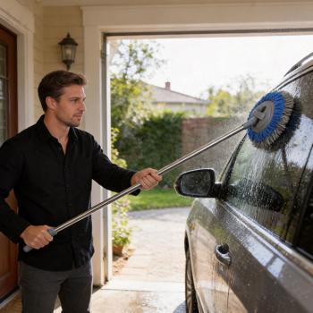 Preview: Multi‑function car mop with 160 cm telescopic pole, 180‑degree joint & 2 chenille microfibre attachments for cars, trucks, motorhomes & caravans