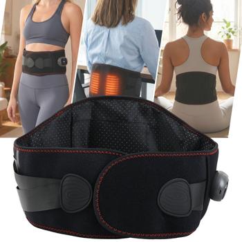 Cintura lombare riscaldante con massaggio, fascia termica a batteria per la zona lombare, 5 livelli, 152 cm, senza fili, rilassante e benefica, USB-C