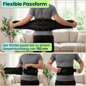 Preview: Beheizbarer Rücken-Wärmegürtel mit Massage, Akku-Heizgürtel für Lendenbereich, 5 Stufen, 152cm, kabellos, entspannend & wohltuend, USB-C