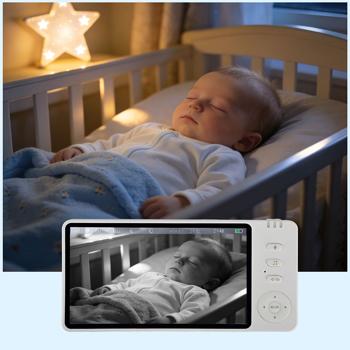 Preview: HD surveillance camera with monitor, pan & tilt: SOS wireless emergency transmitter, two-way audio, night vision – ideal for seniors