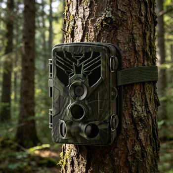 Preview: 4K-UHD-Wildkamera mit 2 PIR Bewegungsmeldern, Smartphone Live Übertragung, Nachtsicht mit 42 IR LEDs, Farbmonitor, WLAN, Stand-by 8 Monate, IP65