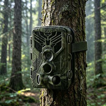 Preview: 4K-UHD-Wildkamera mit 2 PIR Bewegungsmeldern, Smartphone Live Übertragung, Nachtsicht mit 42 IR LEDs, Farbmonitor, WLAN, Stand-by 8 Monate, IP65