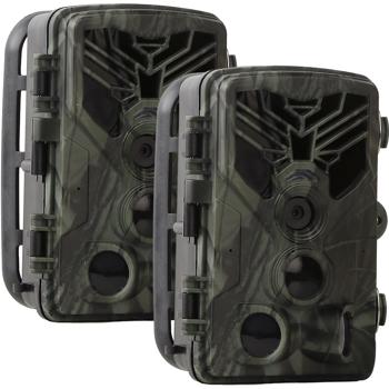 Preview: Set of 2 4K UHD wildlife cameras with 2 PIR motion sensors, smartphone live transmission, night vision with 42 IR LEDs, colour display, Wi‑Fi, 8‑month standby, IP65