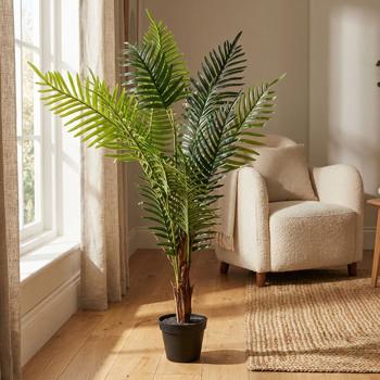 Exotic Madagascar palm artificial plant 120 cm: large decorative palm, low maintenance – artificial indoor plant for office and living room