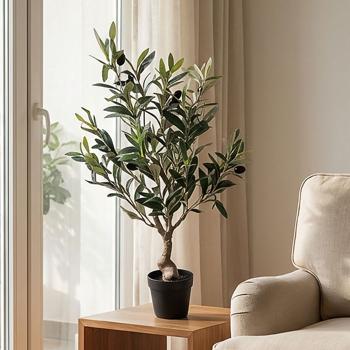 Artificial olive tree 60 cm in pot – Elegant artificial plant for decoration – Low-maintenance Mediterranean look for indoors – Olive tree imitation