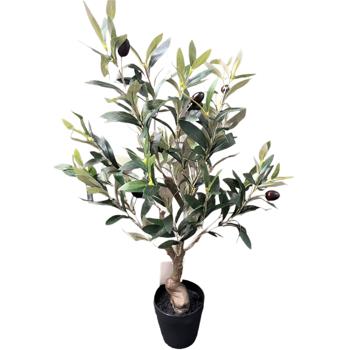 Preview: Artificial olive tree 60 cm in pot – Elegant artificial plant for decoration – Low-maintenance Mediterranean look for indoors – Olive tree imitation