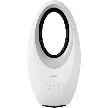 Preview: Ventilateur de table sans pales blanc – ventilateur colonne sûr avec oscillation 60°, lumière 4 couleurs, minuterie & télécommande, puissance 50 W