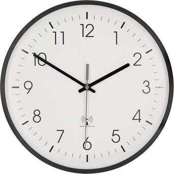 Preview: Klassische Funkwanduhr, kein störendes Ticken - Moderne Wanduhr Weiss/Schwarz - Analoge Uhr für Wohnzimmer, Küche & Büro - Grosse 30cm Funk-Uhr
