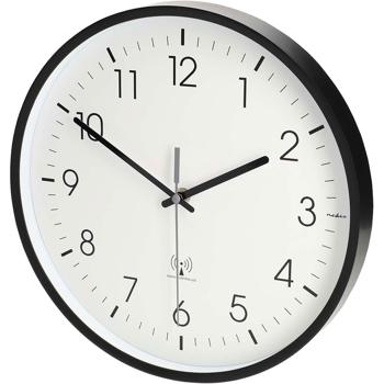 Preview: Klassische Funkwanduhr, kein störendes Ticken - Moderne Wanduhr Weiss/Schwarz - Analoge Uhr für Wohnzimmer, Küche & Büro - Grosse 30cm Funk-Uhr