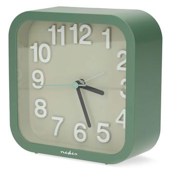 Preview: Retro Wecker Analog ohne Ticken - Leise Tischuhr in Grün - Modernes Design Quarzwecker für Nachttisch & Büro - Kompakt & Batteriebetrieben