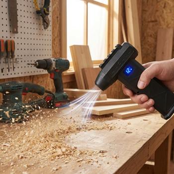 Preview: Cordless hand blower 110,000 rpm, powerful mini leaf blower with USB‑C & LED, 6000 mAh air duster dust blower for PC, car, keyboard cleaning and more