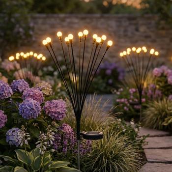 Preview: Set of 2 solar firefly garden lights: 12 movable light spheres with 2 modes, ground spike for atmospheric garden lighting, 65 cm height, weather‑resistant