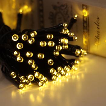 Preview: Solar string lights with 100 warm white LEDs for outdoor use: 12.5 m total length, automatic dusk sensor, ideal for garden, balcony & terrace