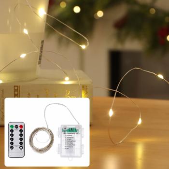 Guirlande micro LED 10 m avec 100 LED blanc chaud : à piles, avec télécommande, 8 modes d’éclairage et minuterie pour une décoration chaleureuse