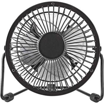 Preview: Ventilateur de table USB compact en métal noir, mini ventilateur pour bureau et ordinateur portable, orientable à 360°, robuste et efficace, 3 W, USB-A